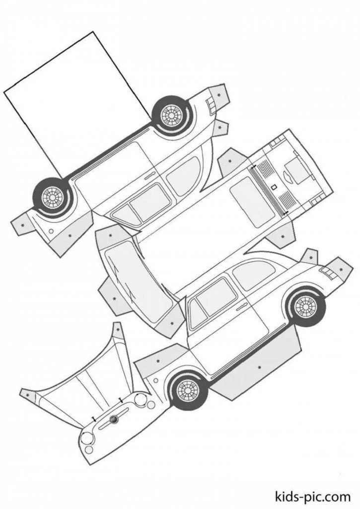 машина из бумаги шаблоны для распечатки для детей