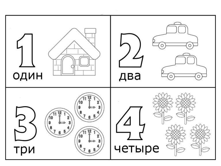 Раскраска 1 2 3 4