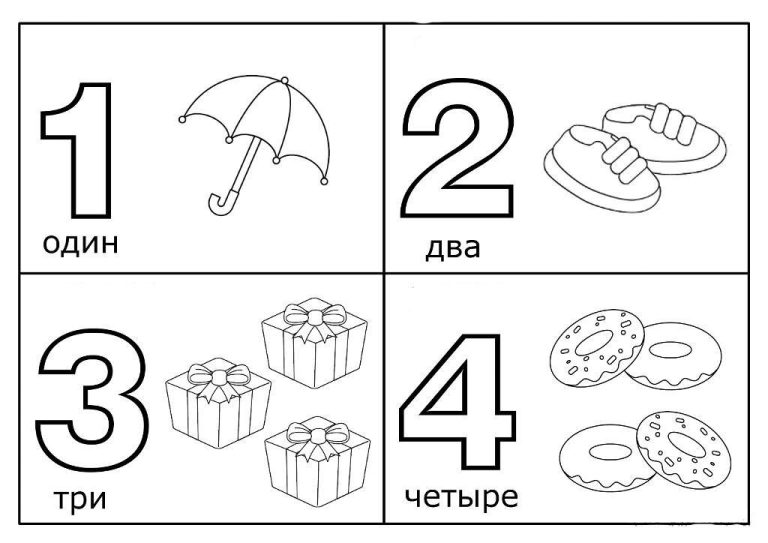Раскраска изучаем цифру 1 2 3 4